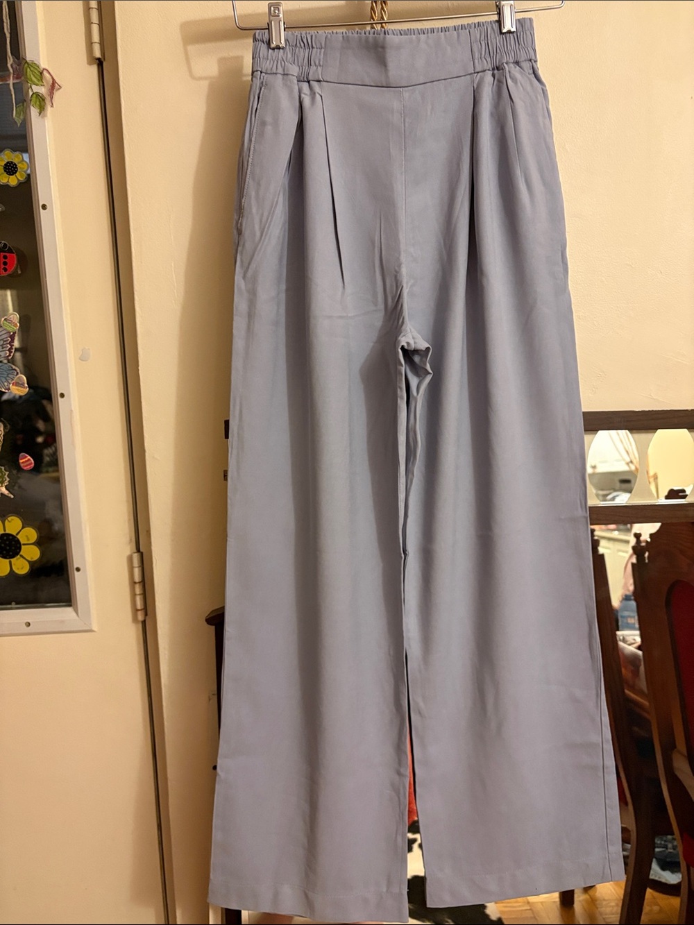 Dynamite Light Slate Blue Straight-Leg Pants. Rayon